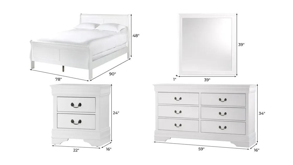 Edina 4-pc. Bedroom Set Dimensions