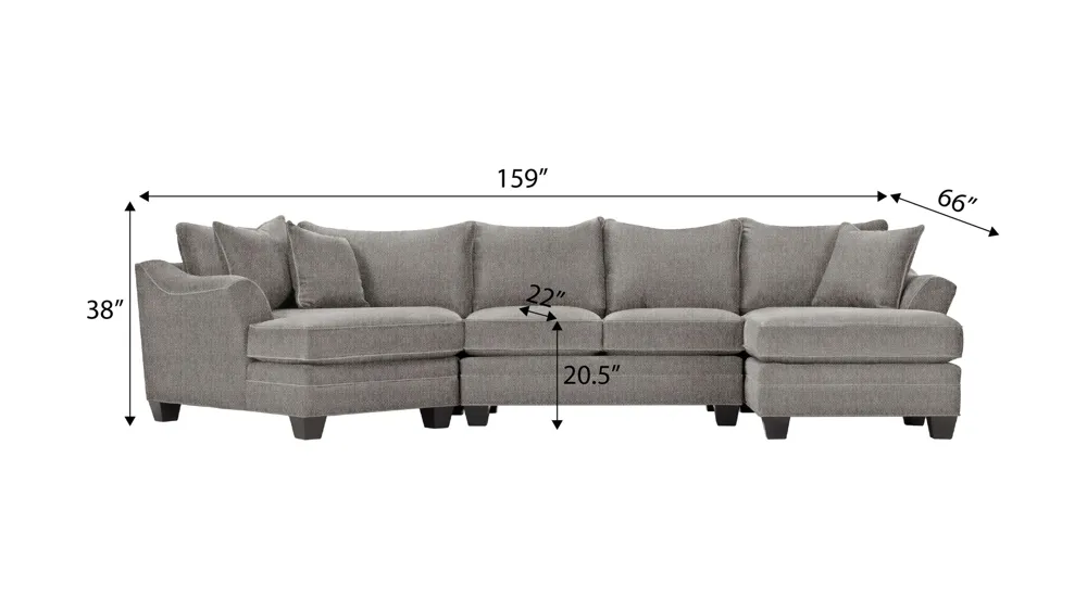 Foresthill 3-pc. Right Hand Facing Sectional Sofa Dimensions