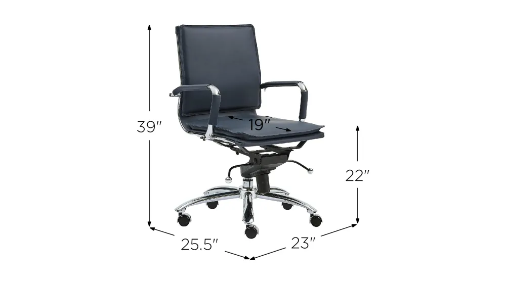 Gunar Low Back Office Chair Dimensions