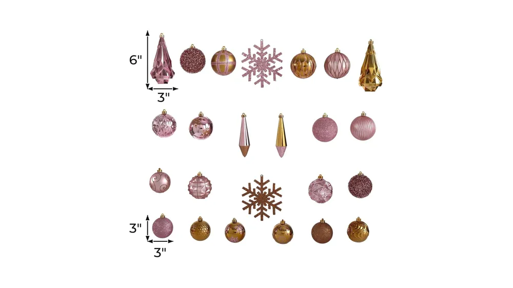 Shatterproof Christmas Tree Ornaments: Set of 52 Dimensions