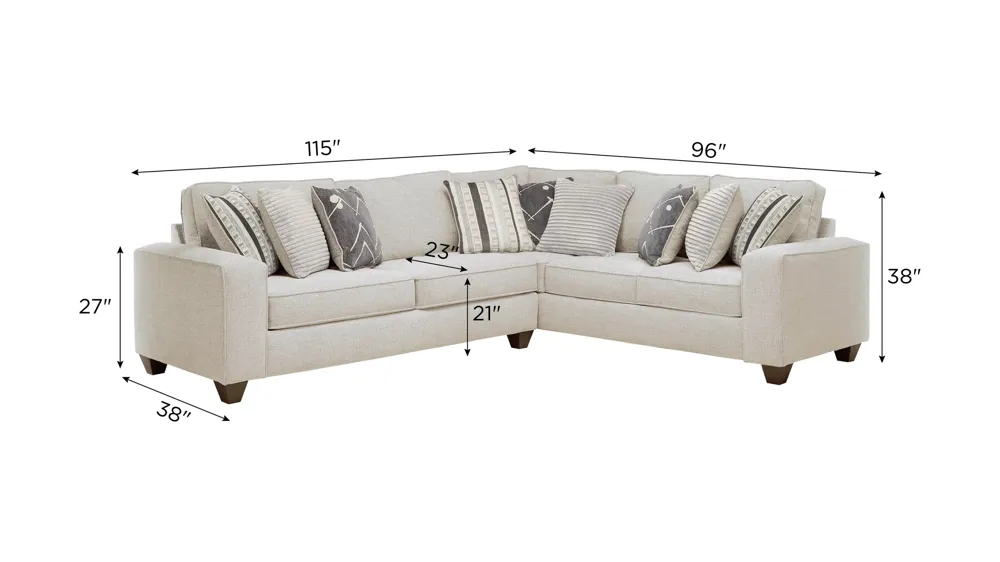 Alston 2-pc. Sectional Dimensions