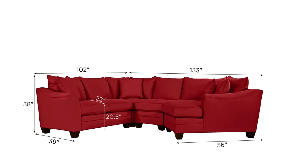 Foresthill 4-pc. Right Hand Cuddler Sectional Sofa Dimensions
