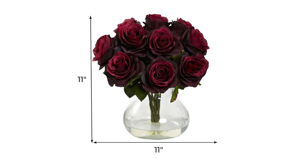 Rose Artificial Arrangement with Vase Dimensions