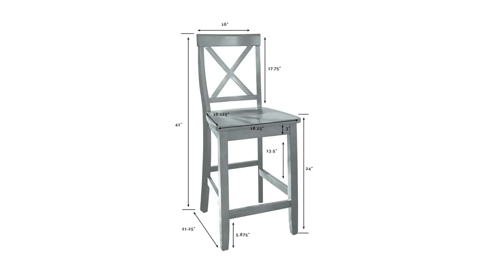 X-Back Counter Stool - Set of 2 Dimensions