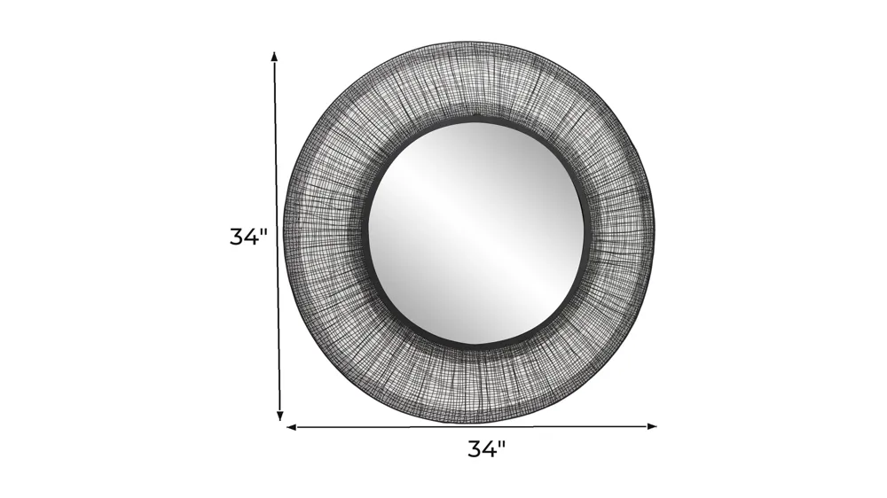 Ivy Collection Black Metal Wall Mirror Dimensions