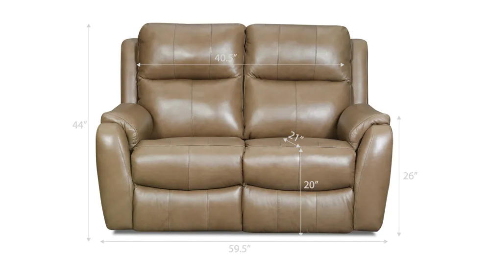 Stevens Reclining Leather Loveseat Dimensions