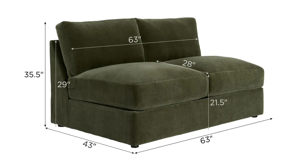 Everest Armless Loveseat Dimensions