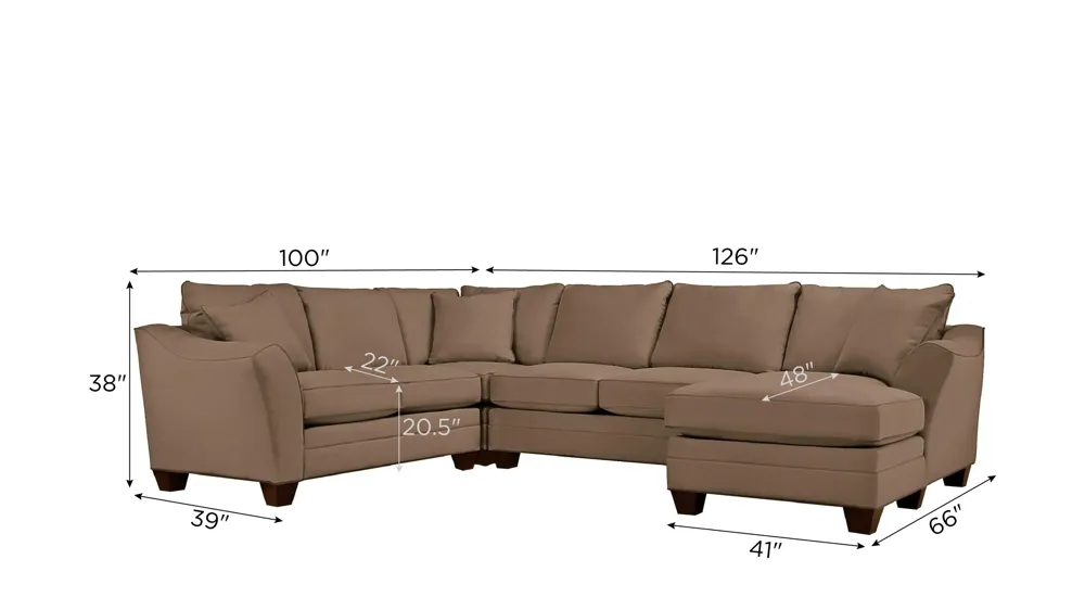 Foresthill 4-pc. Sectional w/ Right Arm Facing Chaise Dimensions