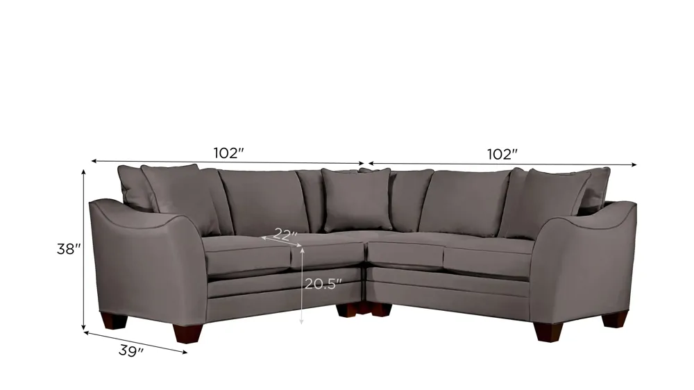 Foresthill 3-pc. Symmetrical Loveseat Sectional Sofa Dimensions