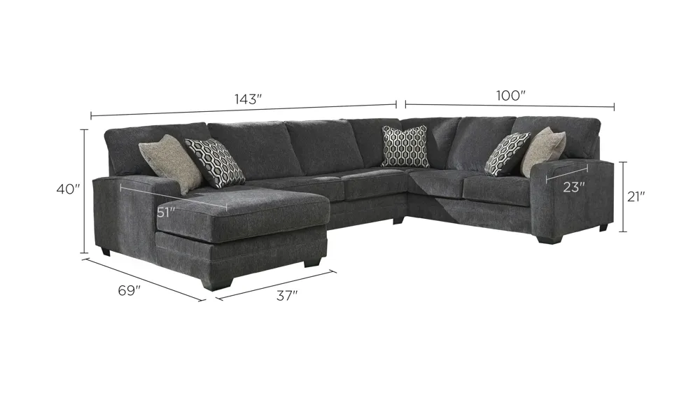 Wetzel 3-pc. Sectional Sofa Dimensions