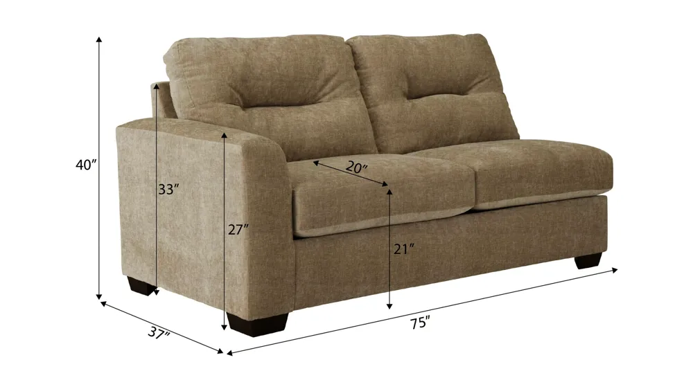 Oliver Left Arm Facing Loveseat Dimensions