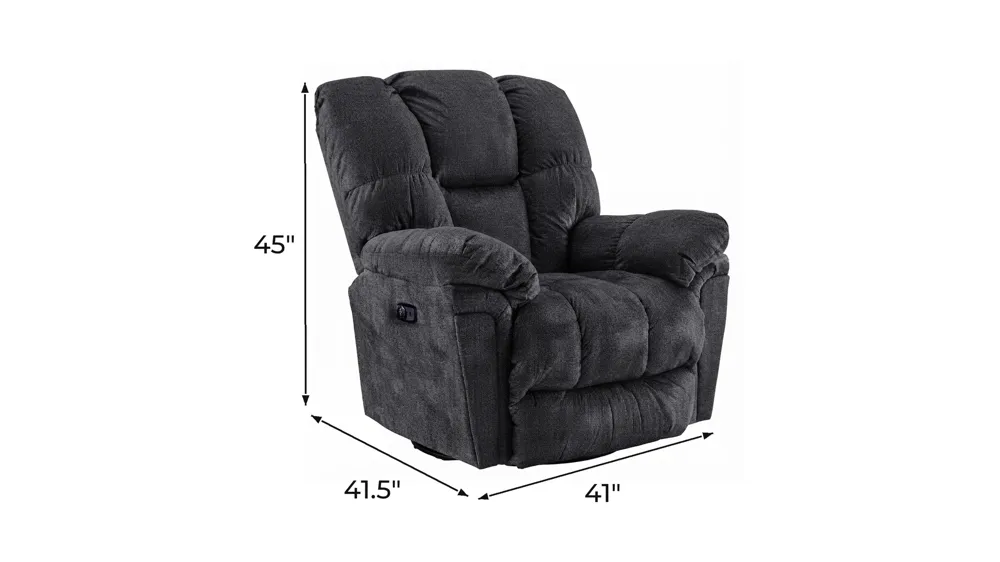 Leroy Swivel Glider Recliner w/ Power Headrest Dimensions