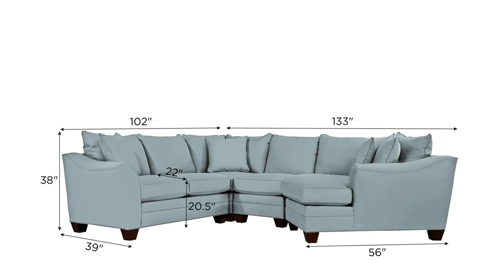 Foresthill 4-pc. Right Hand Cuddler Sectional Sofa Dimensions