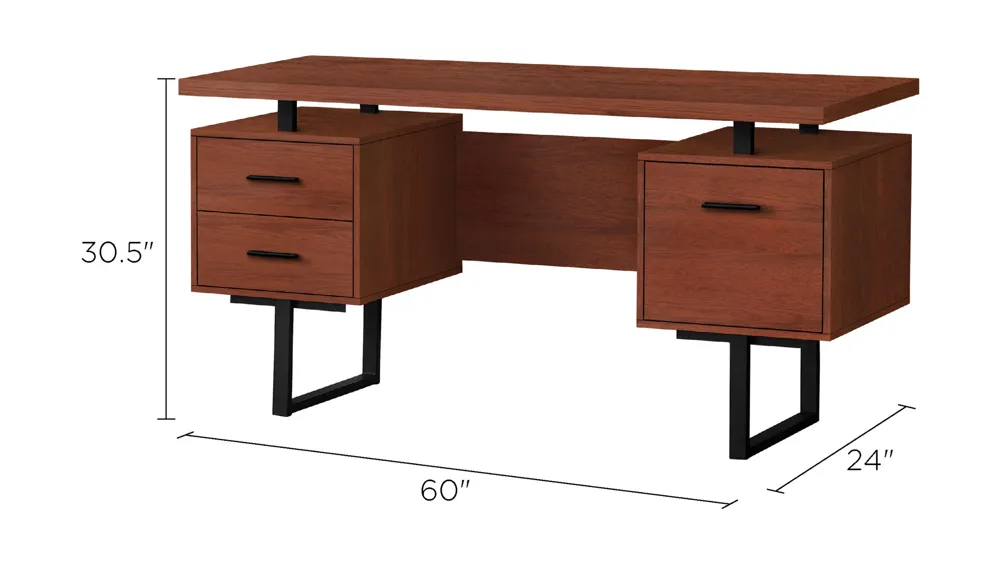 Grover Computer Desk with Floating Desktop Dimensions