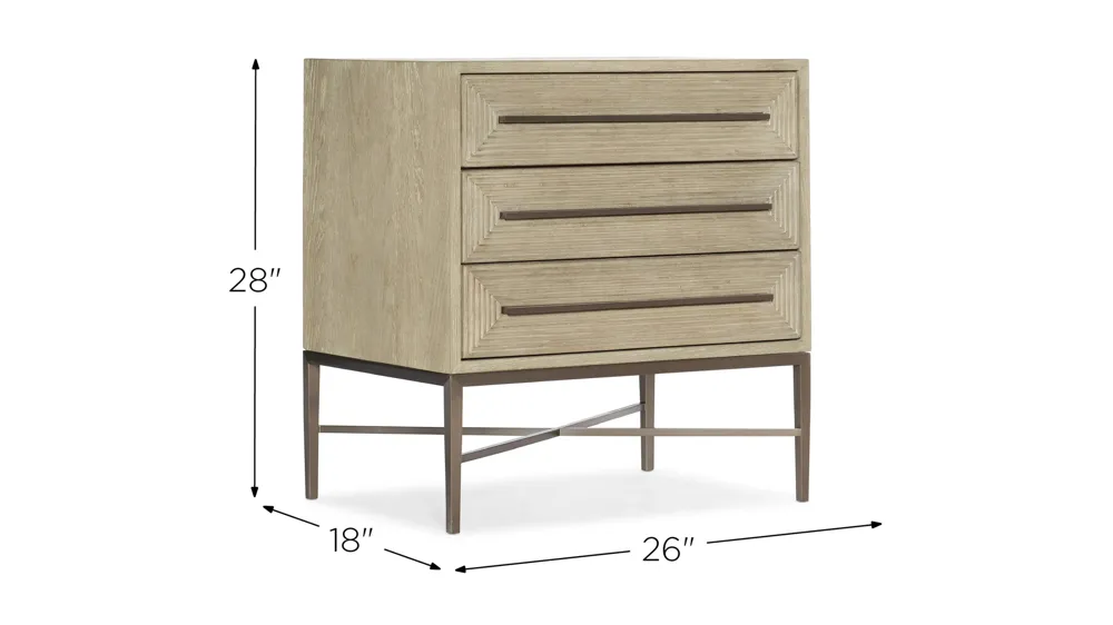 Cascade Three-Drawer Nightstand Dimensions