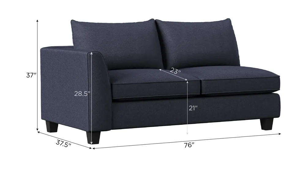 Daine Left Arm Facing Loveseat Dimensions