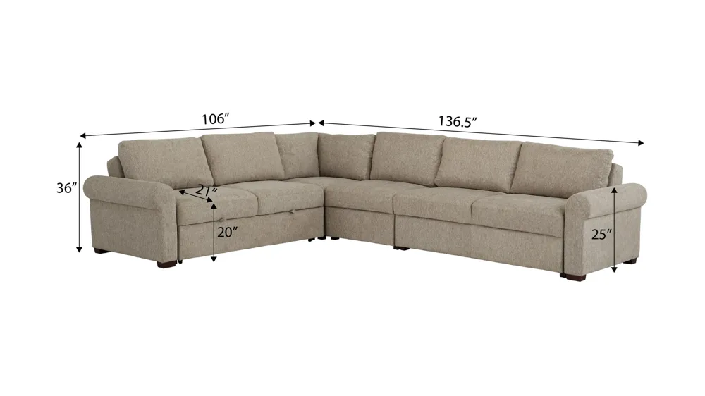Juniper 5-pc. Sectional Dimensions