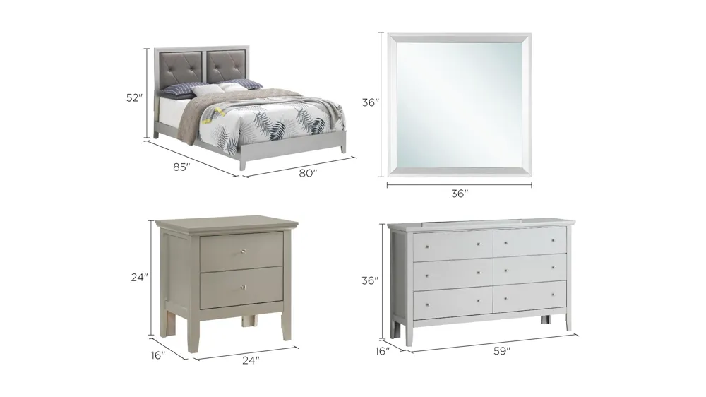Primo 4-pc. Bedroom Set Dimensions