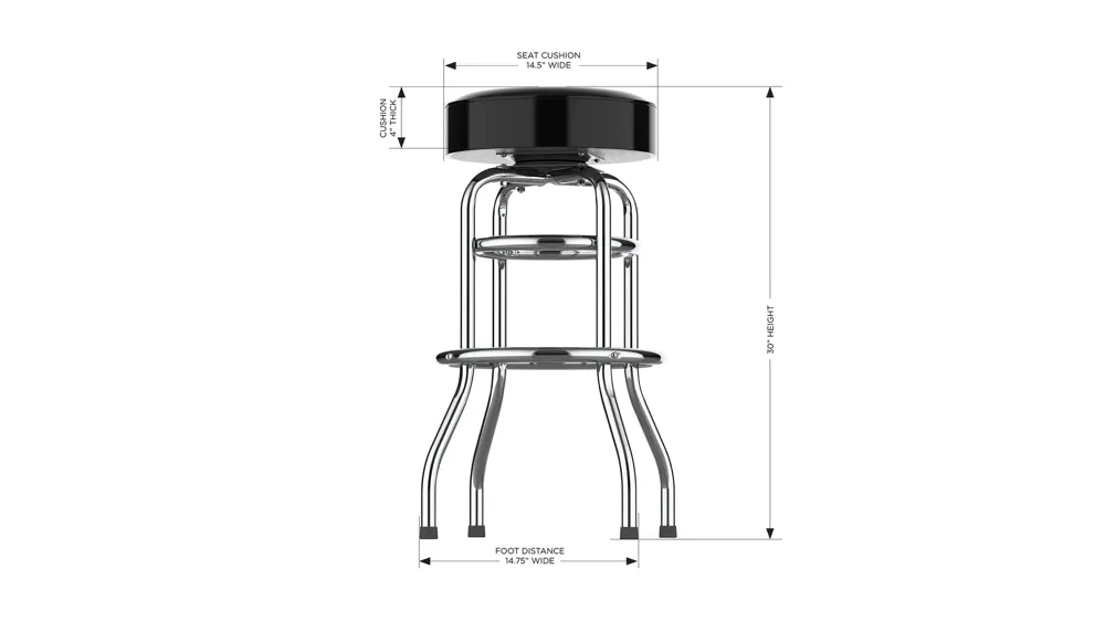 NFL Backless Swivel Bar Stool Dimensions