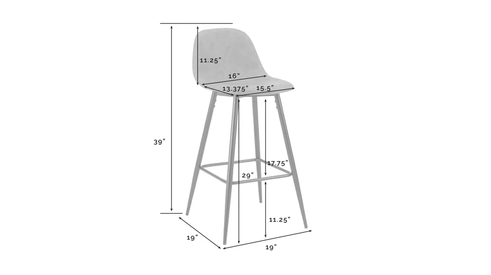Weston Bar Stool 2-pc. Dimensions