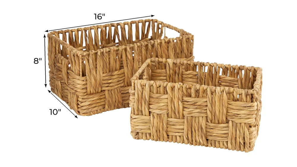 Ivy Collection Set of 2 Jute Rectangular Baskets Dimensions