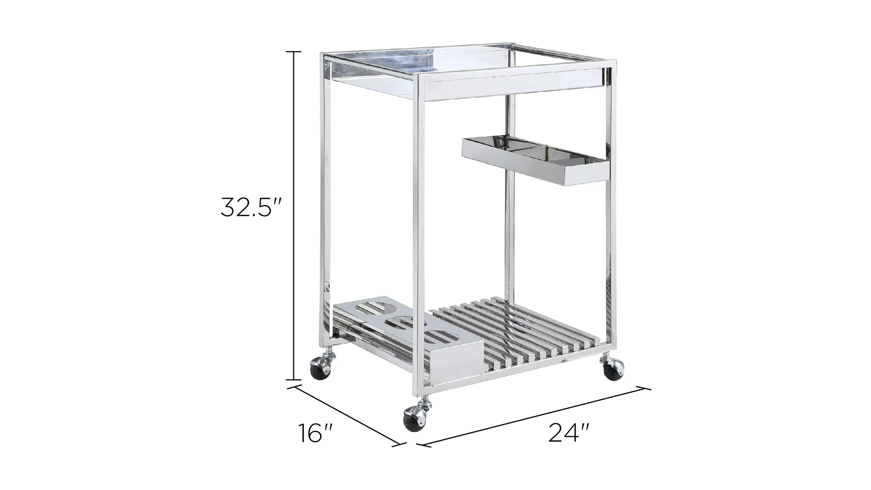 Jeffry Bar Cart w/ Wine Storage - Thumbnail 4