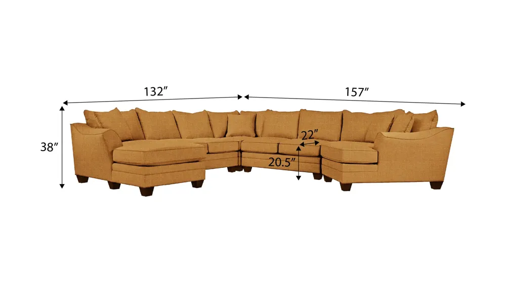 Foresthill 5-pc. Left Hand Facing Sectional Sofa Dimensions