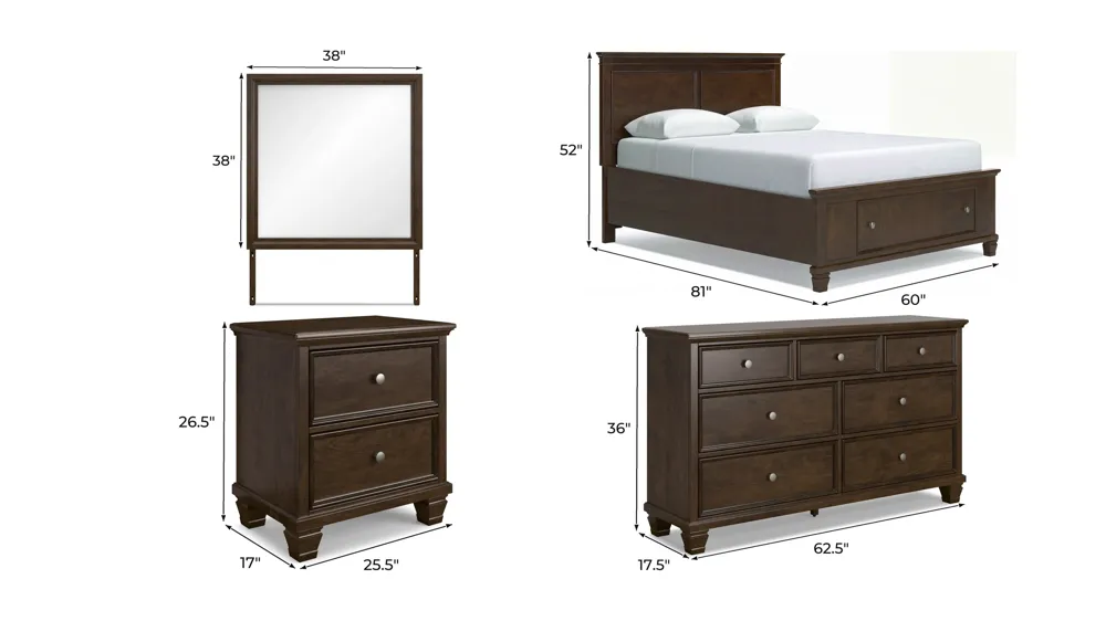 Reed 4-pc. Storage Bedroom Set Dimensions