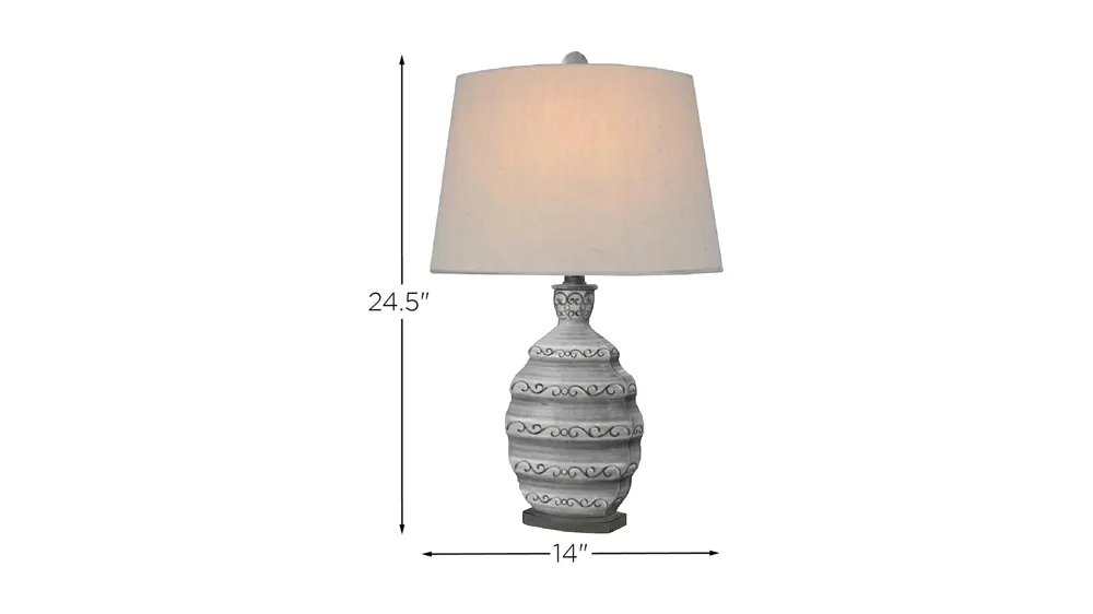 Gray Resin Table Lamp Dimensions