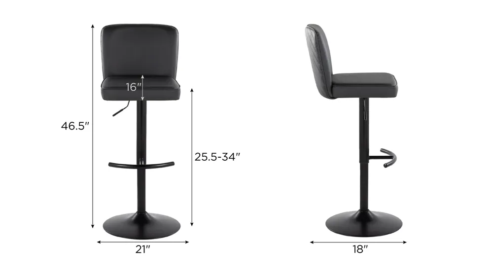 Henry Adjustable Barstool - Set of 2 Dimensions