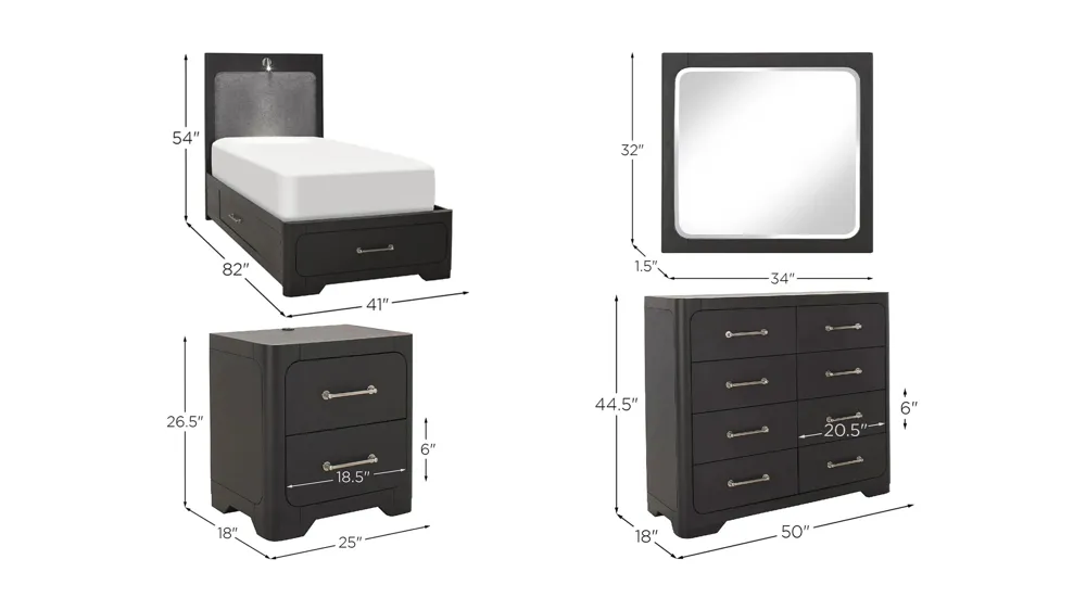 Palmer Lake 4-pc. Bedroom Set Dimensions