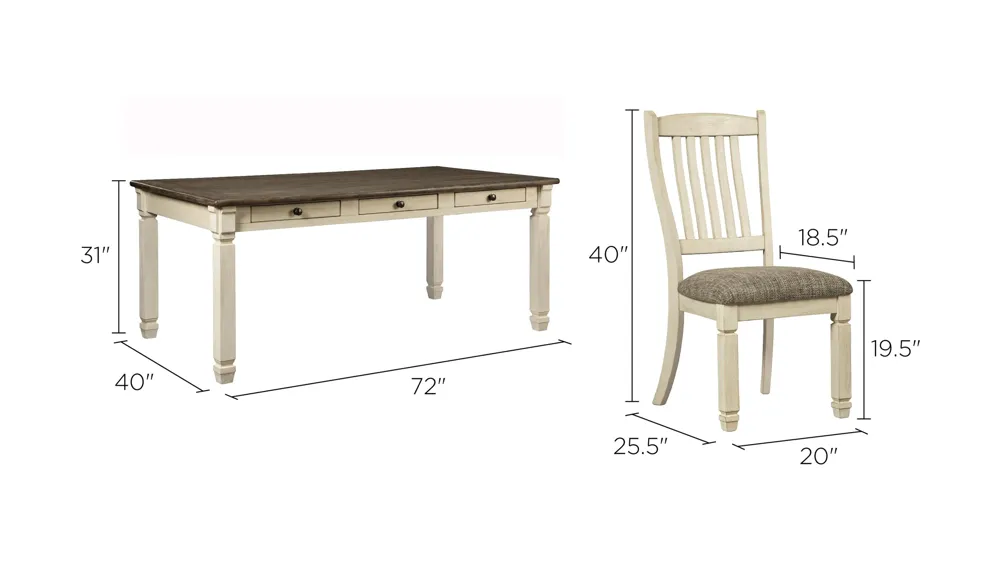 Aspen 5-pc. Dining Set Dimensions