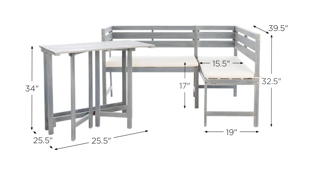 Benaya 3-pc. Outdoor Nook Dining Set Dimensions