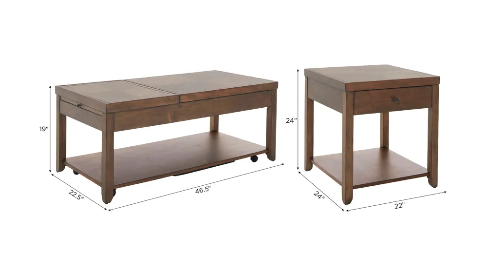 Mitchell 3-pc. Occasional Tables w/Casters Dimensions
