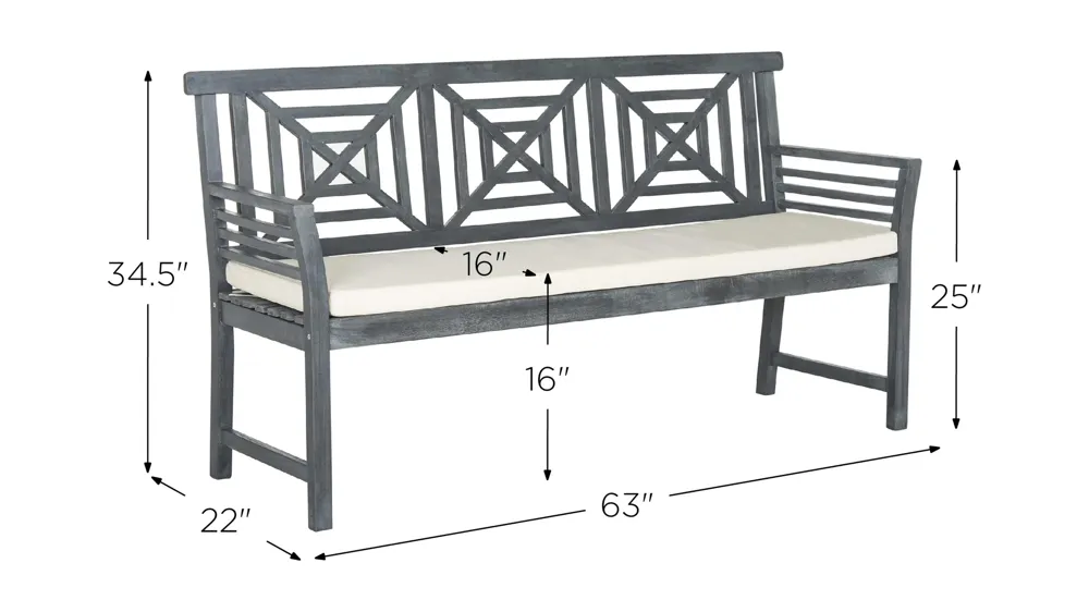 Torre Mar 3 Seat Bench Dimensions