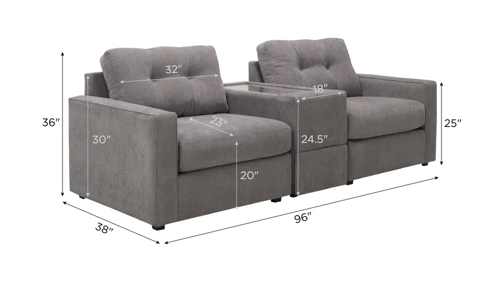 ModularOne 3-pc. Console Loveseat Dimensions