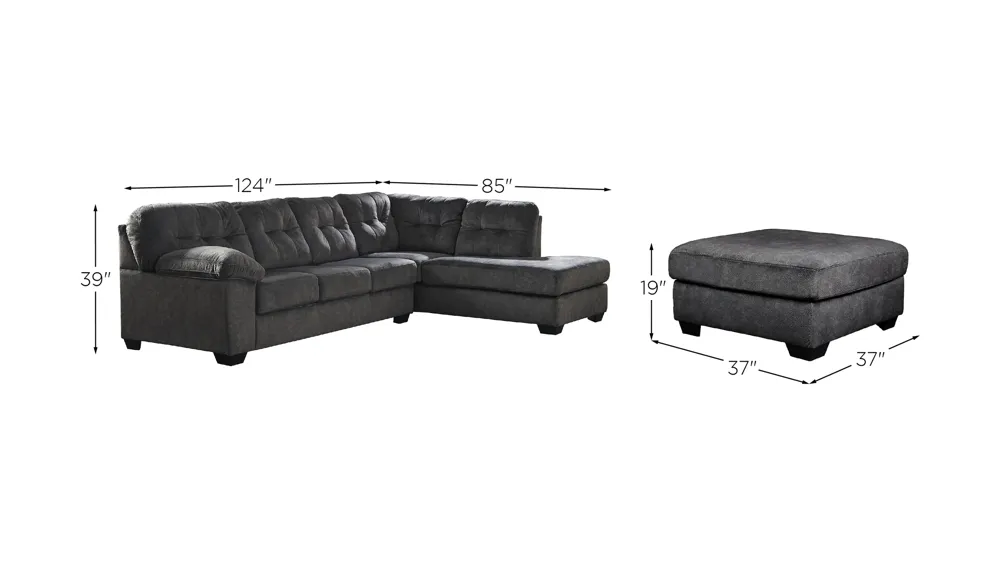 Accrington 2-Piece Sectional with Ottoman Dimensions