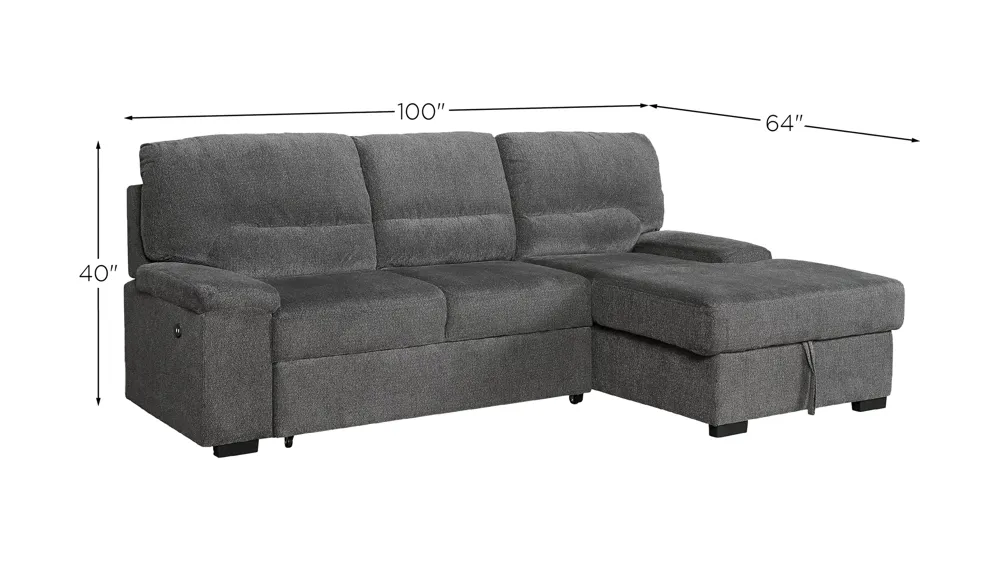 Yantis 2-Piece Sleeper Sectional with Storage Dimensions