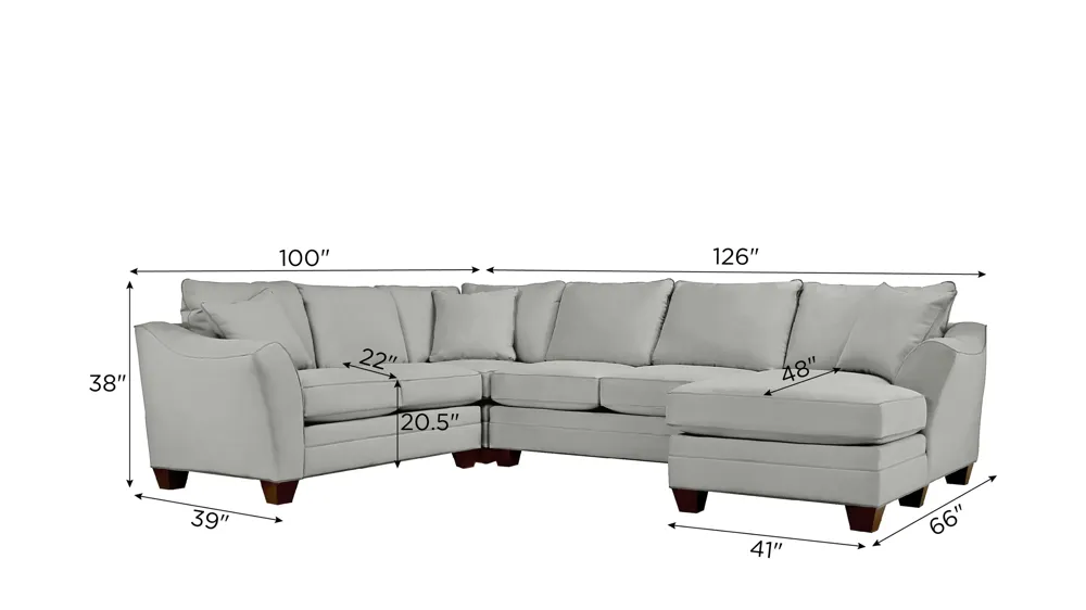 Foresthill 4-pc. Sectional w/ Right Arm Facing Chaise Dimensions