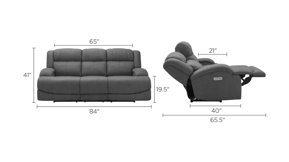 Quincey Power-Reclining Sofa Dimensions