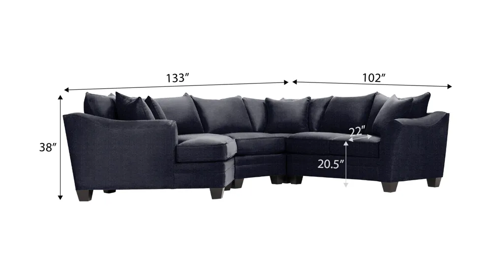 Foresthill 4-pc. Left Hand Cuddler Sectional Sofa Dimensions