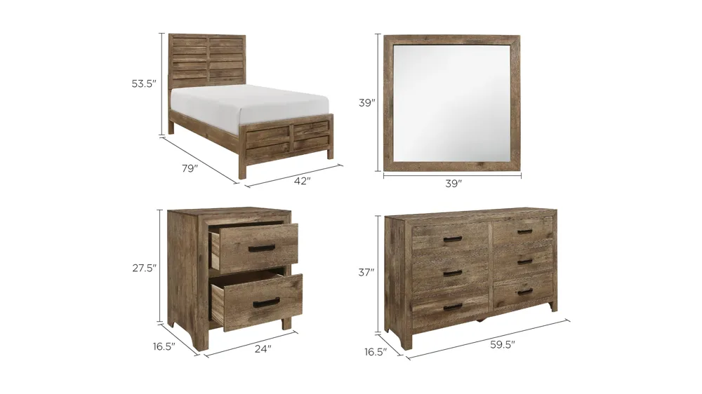 Terrace 4-pc. Panel Bedroom Set Dimensions