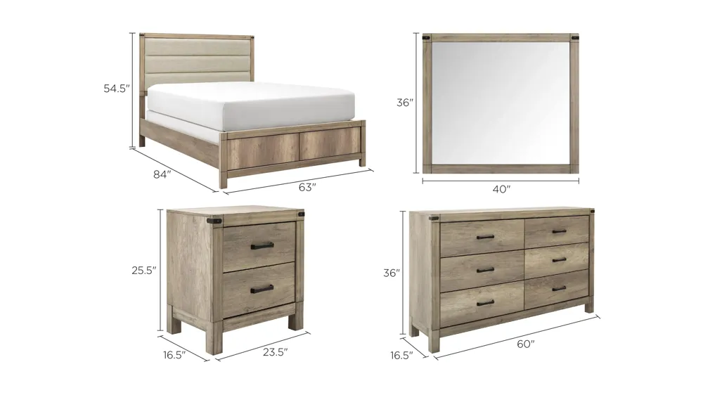 Ardley 4-pc. Bedroom Set Dimensions