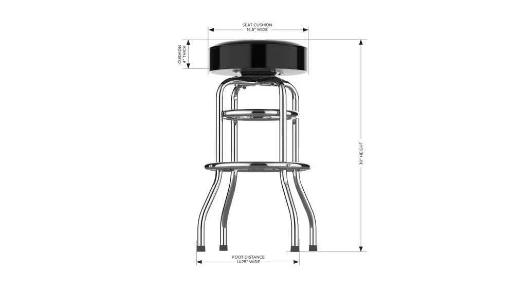 NFL Backless Swivel Bar Stool Dimensions