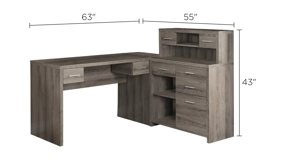 Caressa L-Shaped Computer Desk Dimensions