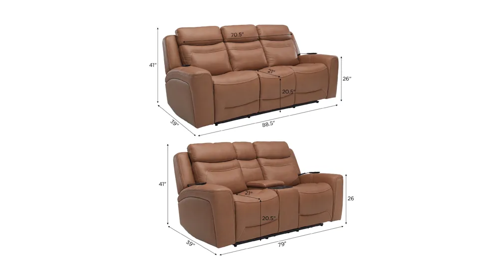 Morgenthal Triple Power Living Room Set w/ Heat & Massage Dimensions
