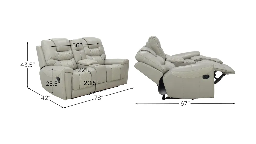 Corrigan Reclining Console Loveseat Dimensions
