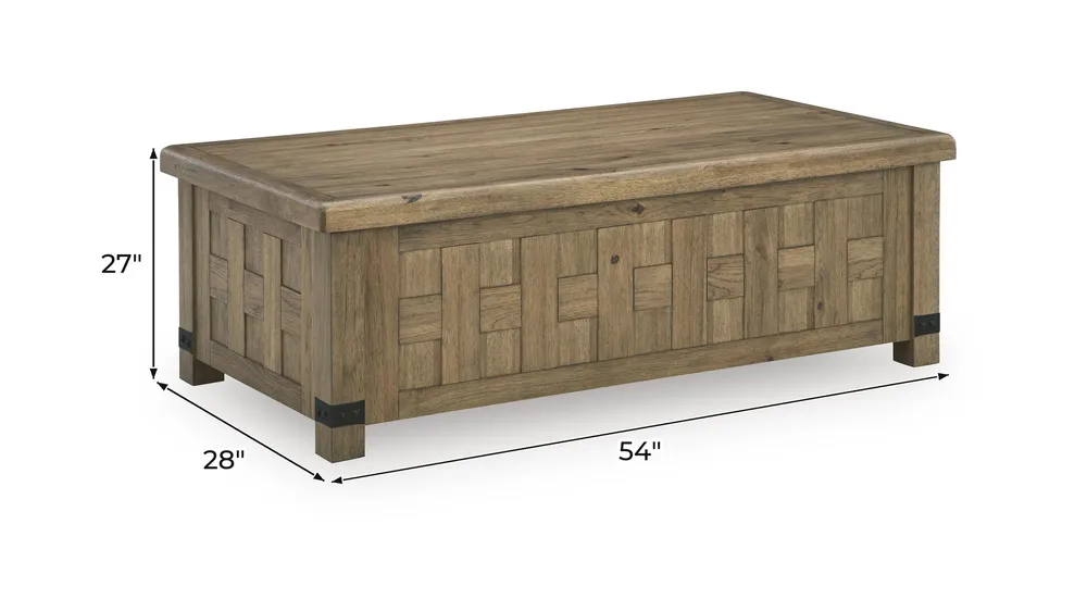 Ridgester Lift-Top Coffee Table Dimensions