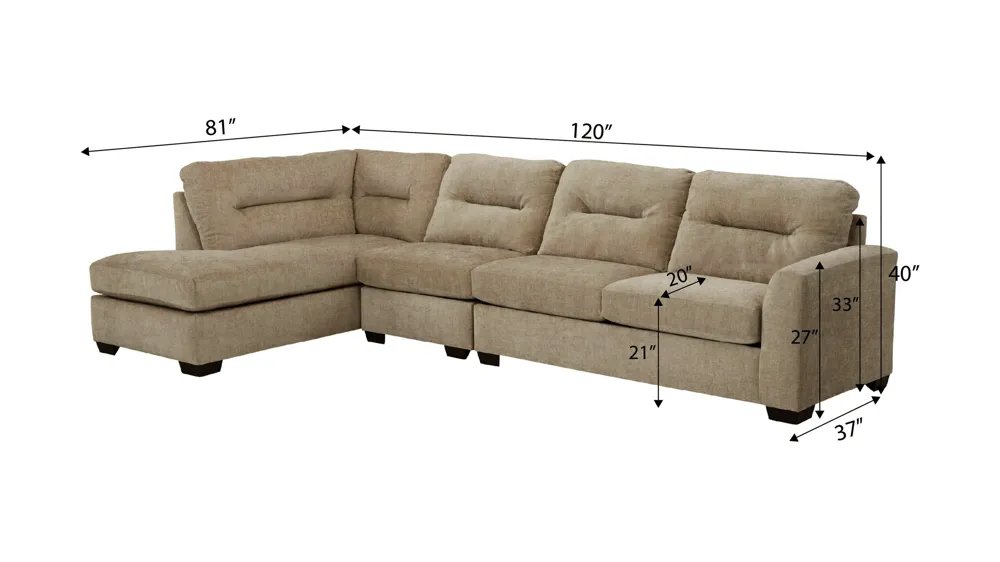 Oliver 3-pc. Sectional Dimensions