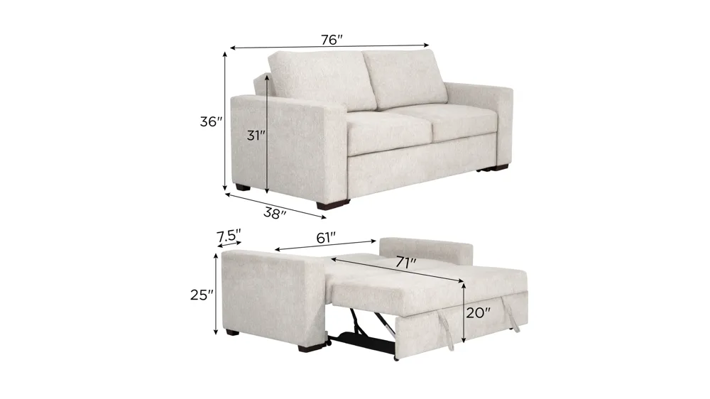 Juniper 2-pc. Pop-Up Sleeper Sofa Dimensions